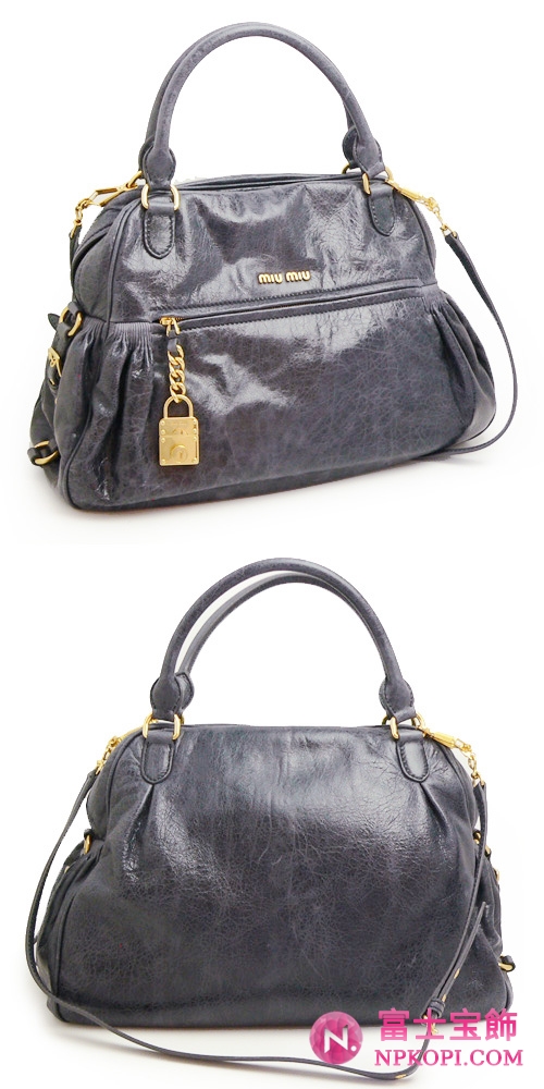 ミュウミュウ MIUMIU ハンドバッグ 2Wayバッグ ショルダーストラップ付き レザー（ラムスキン） デニム （RR1424 NAPPA CHARM DENIM）